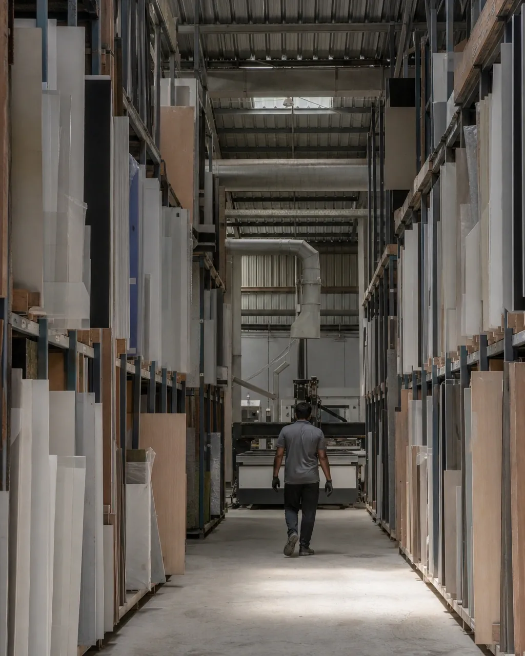 The IBS manufacturing floor in Mumbai: cutting, fabrication and finishing bays operating in-house