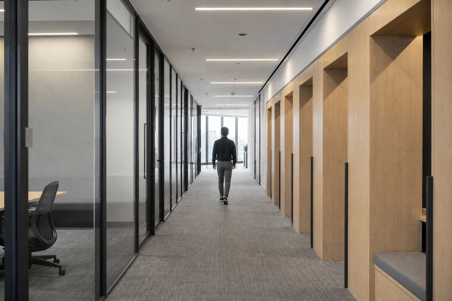 Electrical conduit and ceiling services in a fit-out area