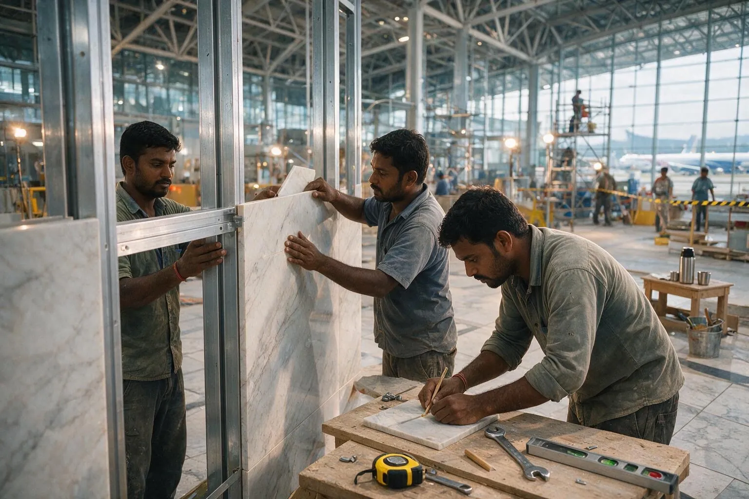 Completed airport fit-outs handed over on an Indian commercial project