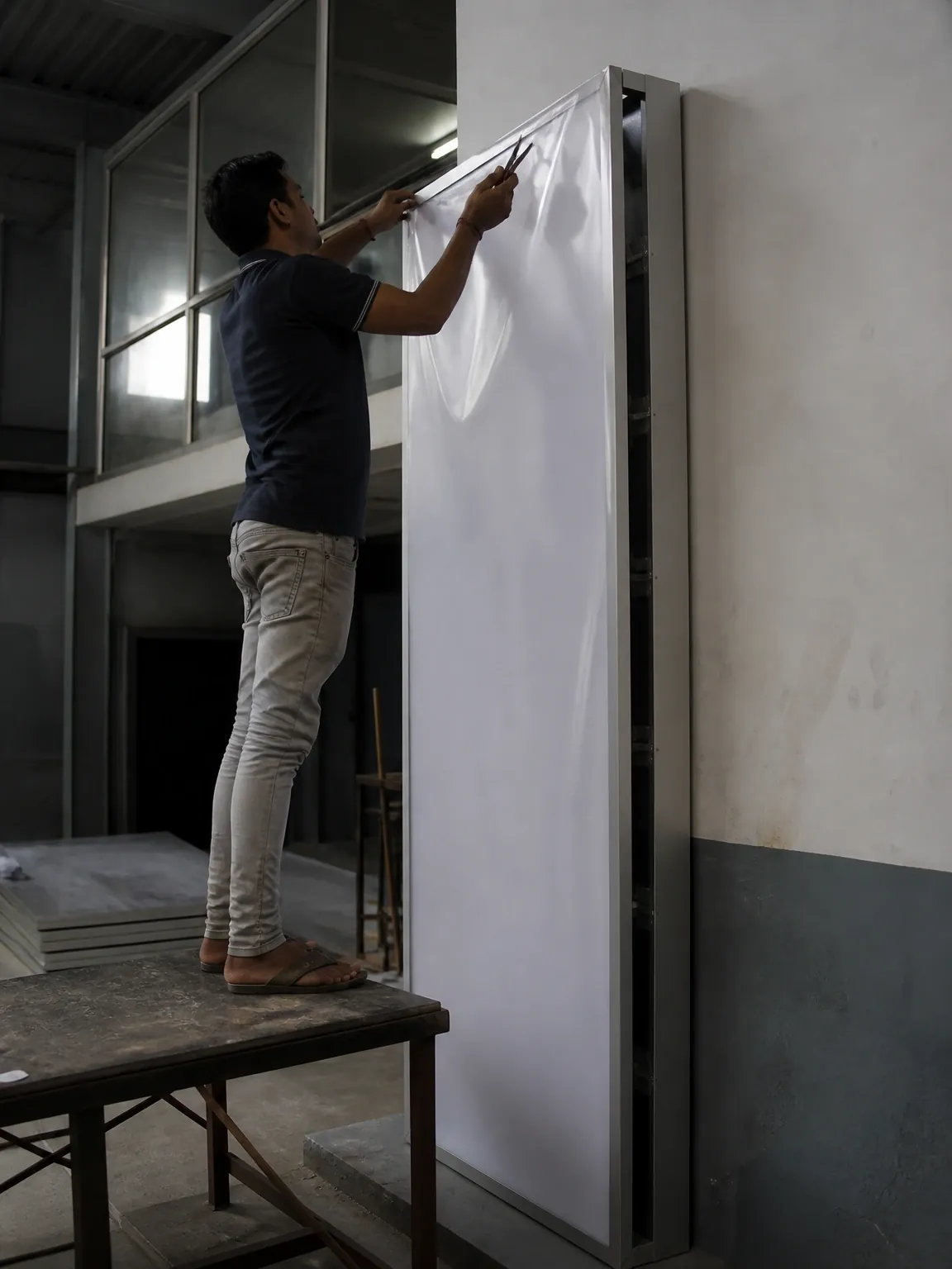 Glow Sign Boards being assembled at the IBS manufacturing facility in Mumbai