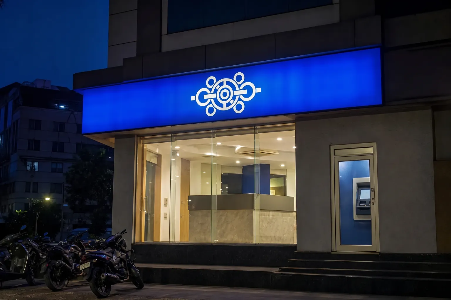 Completed led sign boards installed at a commercial site in India