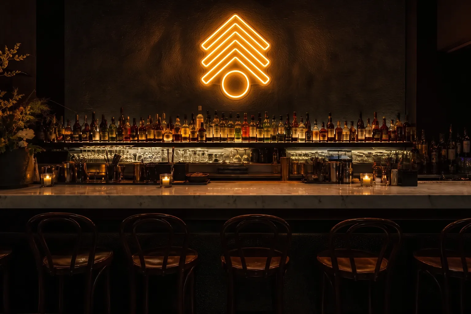 Completed neon sign boards installed at a commercial site in India